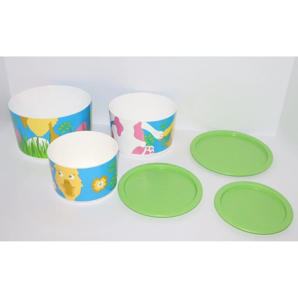 TUPPERWARE Easter Spring Bunny Chick Stacking Storage Canister Set of 3 w/ Lids
